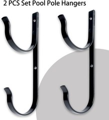 2 Pcs Set Pool Pole Hangers Heavy Duty Black Aluminium Holder with Screws