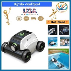 Robotic Pool Vacuum for Above Ground Pool 6600mAh 130 Min Run White&Green