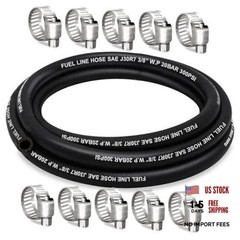 Fuel Line Hose 3/8 Inch ID, 300Psi 10FT Fuel Hose, with 10 Clamps | 300PSI,