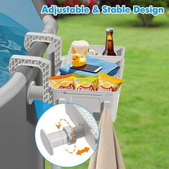 Pool Storage Basket 2 Pack with Cup Holders Hooks Organizer Above Ground Pool
