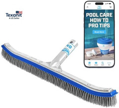 Heavy Duty Pool Brush – 18-Inch Extra-Wide Metal Brush Head with Stainless Steel