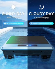 Poofata F1T Solar Powered Robotic Pool Skimmer Surface Cleaner with APP Suppo…