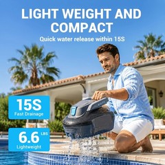 Deli Steelite Cordless Robotic Pool Cleaner Vacuum with Dual Filter Self-Parking