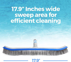 Heavy Duty Pool Brush – 18-Inch Extra-Wide Metal Brush Head with Stainless Steel