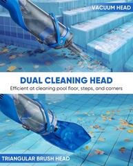 Cordless Pool Vacuum Cleaner – 18.5 GPM Suction, Telescopic Pole, 1.5H Charge, I