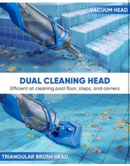 Cordless Pool Vacuum with Telescopic Pole, 18.5 GPM Powerful Suction, 1.5H Super