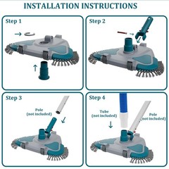 Upgrade Pro Weighted Triangular Pool Rotative Vacuum Head with Brush & EZ Cli…