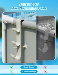 Pool Hooks for Poles – Adjustable 3-Hook Pool Pole Hanger for Above Ground Po…