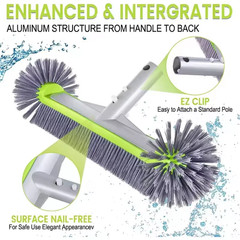 Pool Brush Head 7 Rows Nylon Bristles For Pool Wall Steps Corner Cleaning 17.5&Prime;