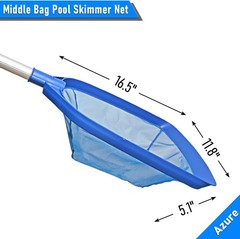 Fine Mesh Pool Leaf Skimmer with 5-Section Aluminum Pole for Effortless Cleaning
