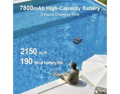 Rosmena Robotic Pool Cleaner Vacuum for Inground Pools Up to 2100 Sq.ft, 190 Min