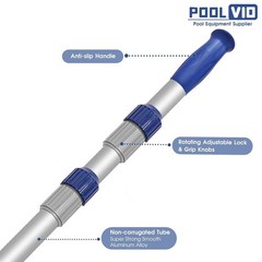 Poolvio 15 FT Telescopic Pool Pole – Adjustable 3 Piece Aluminum Pool Skimmer…