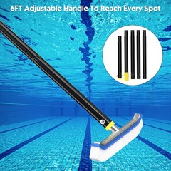Swimming Pool Brush with Pole 6FT,18&Prime; Swimming Pool Brush Head with Nylon