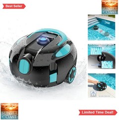 Robotic Pool Cleaner Cordless Dual Suction 5200mAh Battery 130 Min Auto Park