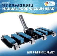 Manual Pool Vacuum Head for Inground Pools, Extra-Wide, Weighted – 1.5&Prime; Hose