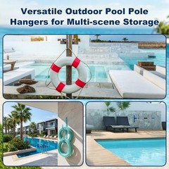 2-Pack Pool Pole Hanger, Iron Pool Hooks with Screws for Garden Tools [Silver]