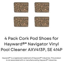 4 Pack Cork Pod Shoes for Hayward® Navigator Vinyl Pool Cleaner AXV413P, SE…