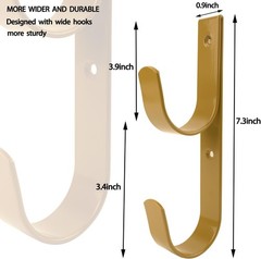 2 PCS Set Wide Pool Pole Hangers Heavy Duty Brown Aluminium Holder Hooks