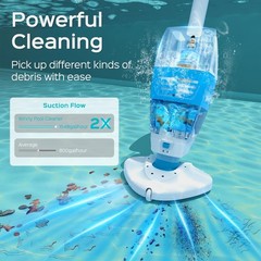 (2025 Upgrade) Cordless Pool Vacuum with 1548GPH Suction, 1Hour Runtime, Tele…