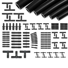 Silicone Vacuum Hose Kit 6PCS 5FT Tubing (1/8&Prime;) – Black with Connectors