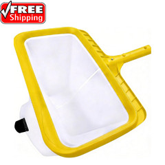 Professional Pool Skimmer Net with Yellow Frame & 30-Mesh – Heavy Duty Deep Leaf