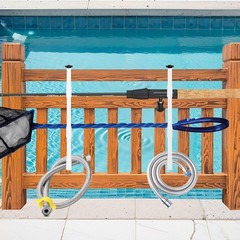 2Pcs White Pool Pole Hangers Adjustable Heavy Duty Swimming Pool Fence Hooks