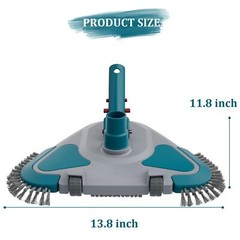 Upgrade Pro Weighted Triangular Pool Rotative Vacuum Head With Brush & Ez Clip H