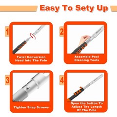 Telescopic Pool Pole 416 FT with 4 Baffle Locks for Cleaning Nets and Brushes