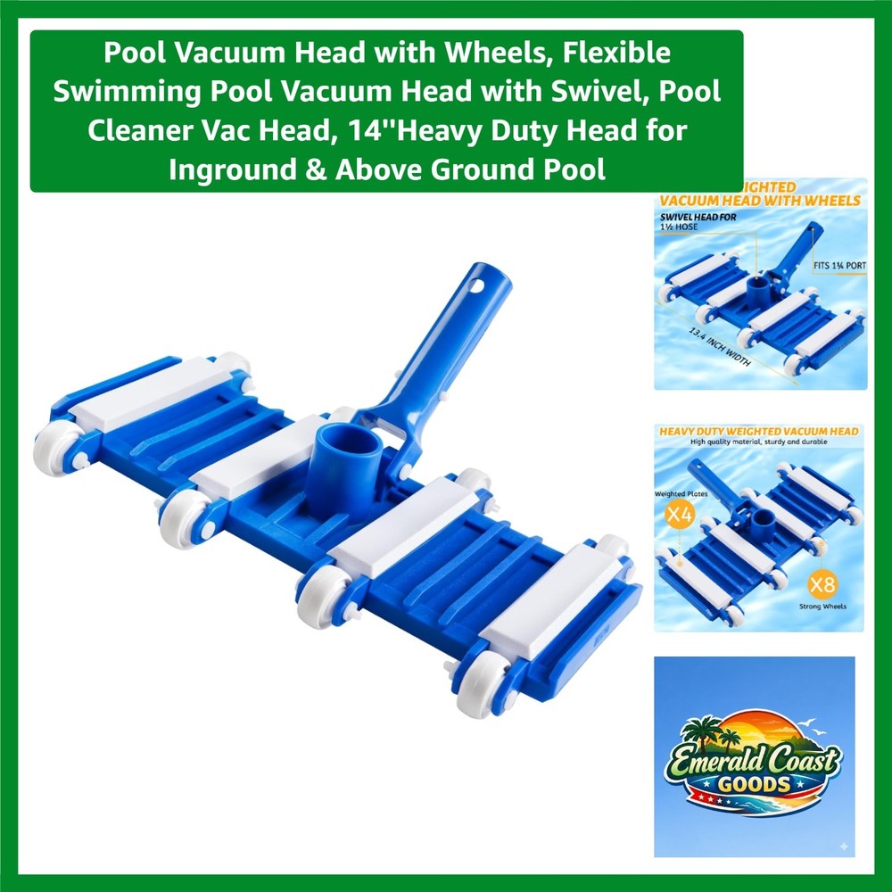 Corded Electric Pool Vacuum Head – Heavy Duty & Lightweight for Easy Maneuvering