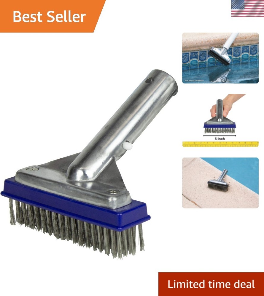 5-Inch Stainless Steel Pool Algae Detail Brush, Heavy-Duty Aluminum Back, for…