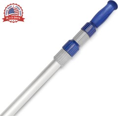 Poolvio 15 FT Telescopic Pool Pole – Adjustable 3 Piece Aluminum Pool Skimmer Po