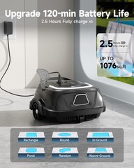 2026 Upgraded A1 Robotic Pool Vacuum for Above Ground Pools 120-Min Runtime