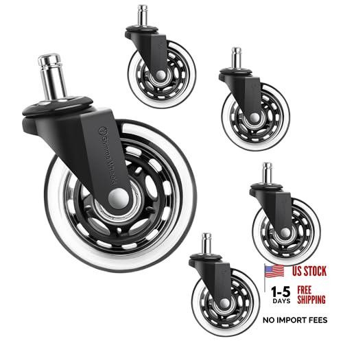 Black Gamma Office Chair Wheels – Pack of 5 – 7/16×7/8 Inch – Heavy Duty