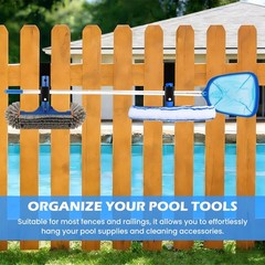 2Pcs Pool Fence Hooks, Adjustable Pool Tool Organizer for Hanging Pools Clean…