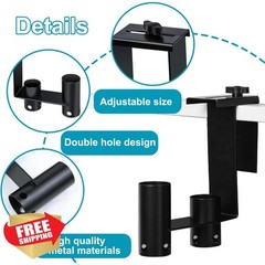 2packs Adjustable Pool Fence Hooks Metal Pool Tool Organizer and Holder Black…
