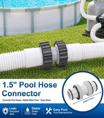 Gray Pool Hose Connector Leak Proof Dual 1.5 Inch Adapter Fitting