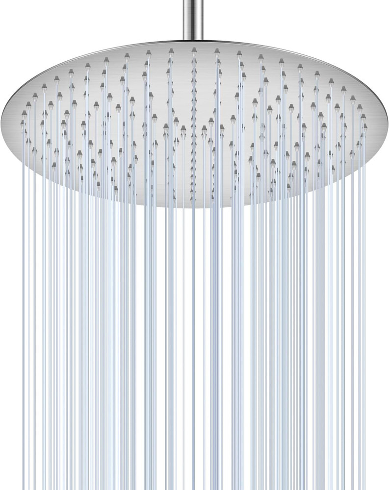 16&Prime; Brushed Nickel Rainfall Shower Head – All Metal with 230 Nozzles