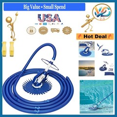 Blue Automatic Pool Vacuum Cleaner Suction Powered, Includes 10 Hoses & Spare…