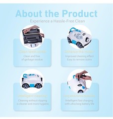 Cordless Robotic Pool Cleaner,Automatic Pool Vacuum Robot up to 2153 sq ft White