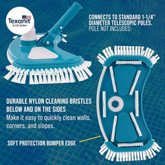 12&Prime; Deluxe Weighted Butterfly Pool Vacuum Head with Side Brushes, Swivel Hose Co