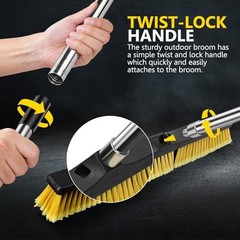 24&Prime; Push Broom, Industrial Broom with Stiff Bristles,Outdoor Push Broom-yellow