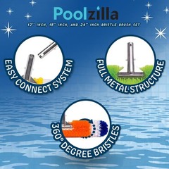 3 Pack Pool Brush 360 Degree Bristles 12 18 24 Inch Swimming Spa Cleaner Tool