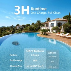 CoasTeering Ultra Nebula Cordless Robotic Pool Cleaner 5580 GPH 180-Min Runtime