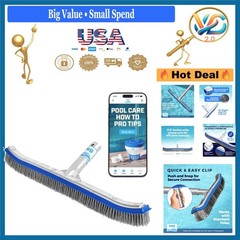 Heavy Duty 18-Inch Stainless Steel Pool Brush for Walls, Floor, Tiles, Steps