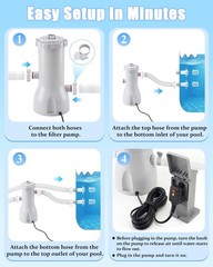 1000 GPH Pool Pumps and Skimmer for Above Ground, Floating Pools Surface Skim…