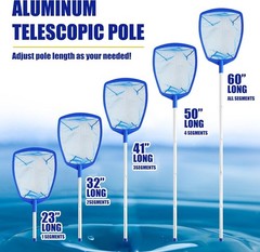 Pool Skimmer – Pool Skimmer Net with 5 Section Adjustable Telescopic Aluminum…