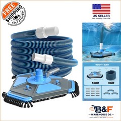Complete Pool Cleaning Kit: 30ft Heavy Duty Hose & 360° Vacuum Head with Brushes