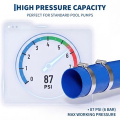 2inx100ft Blue PVC Pool Hose with Metal Clamps Outdoor Water Hose Clamp