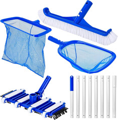 4-in-1 Pool Vacuum Cleaning Kit with 8.8ft Pole & Skimmer Nets for All Pools