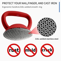 Cast Iron Cleaner Scrubber with Heavy Duty Handle, 3mm Welded 1 pieces Red